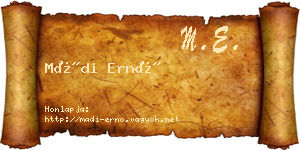 Mádi Ernő névjegykártya
